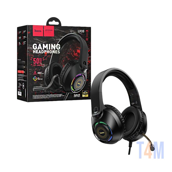 Hoco Wired Gaming Headphones W108 Sue with Microphone 3.5mm+USB-A 2m Black